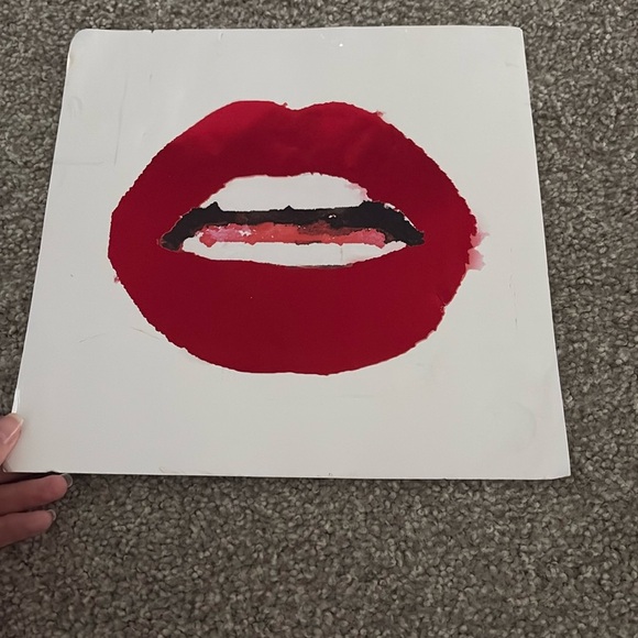 vibrant metallic Red Lips with white teeth Art work - Picture 1 of 5